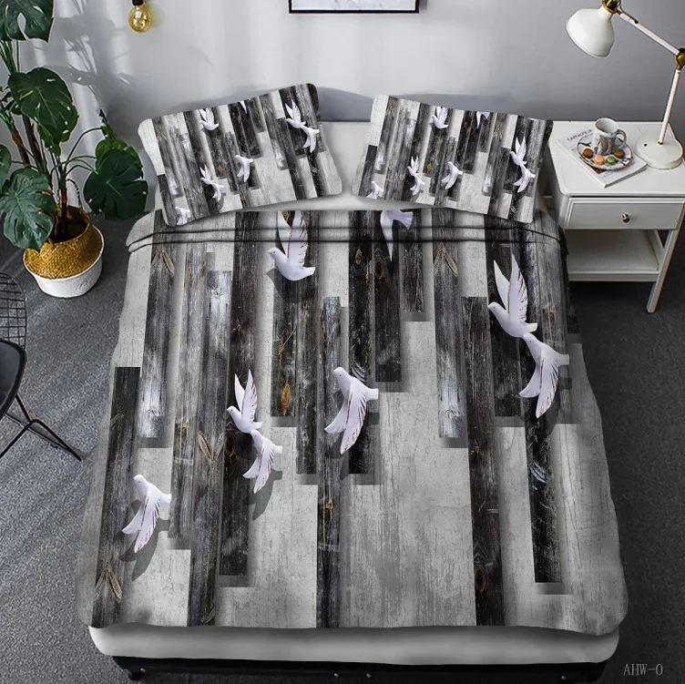 

Geometry Duvet Cover King/Queen Size,Abstract Black Solid Geometry and Dove Bedding,Rectangle Pattern Quilt Cover for Kids Boys