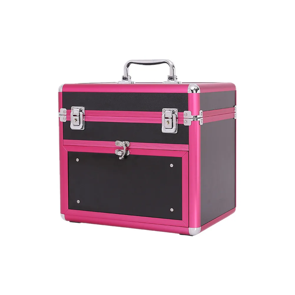 

Handheld Makeup Case Large Capacity Aluminum Box Dust Proof Spill Proof Storage For Brushes Lipstick Foundation Eye