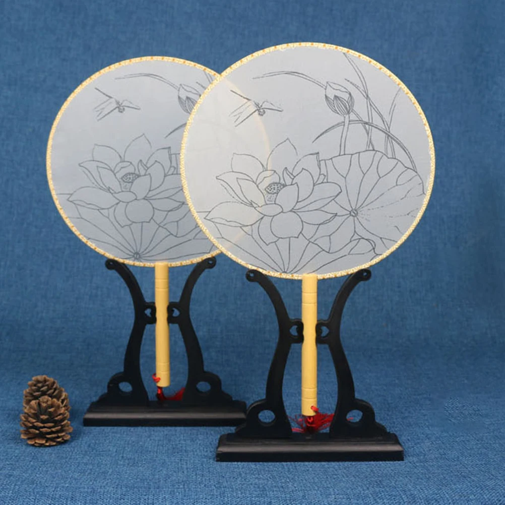 

Bamboo Rack Chinese Style Holder for Round Folding Fans Decorative Stand Home Decoration