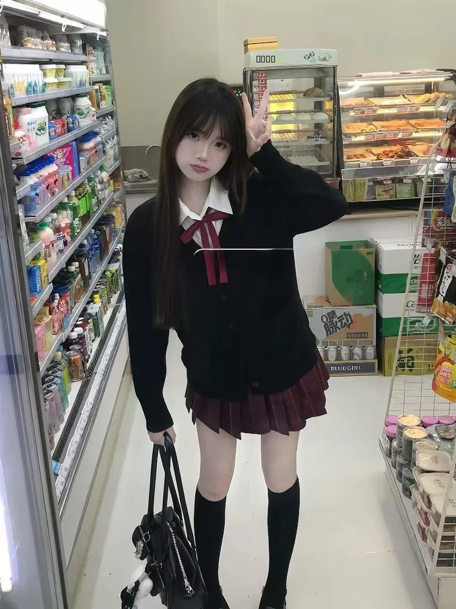 

Bla Вязаный orm Sle Jaet Long Sve Lazy Layering irt Top Set College Faion Женский осенне-зимний комплект