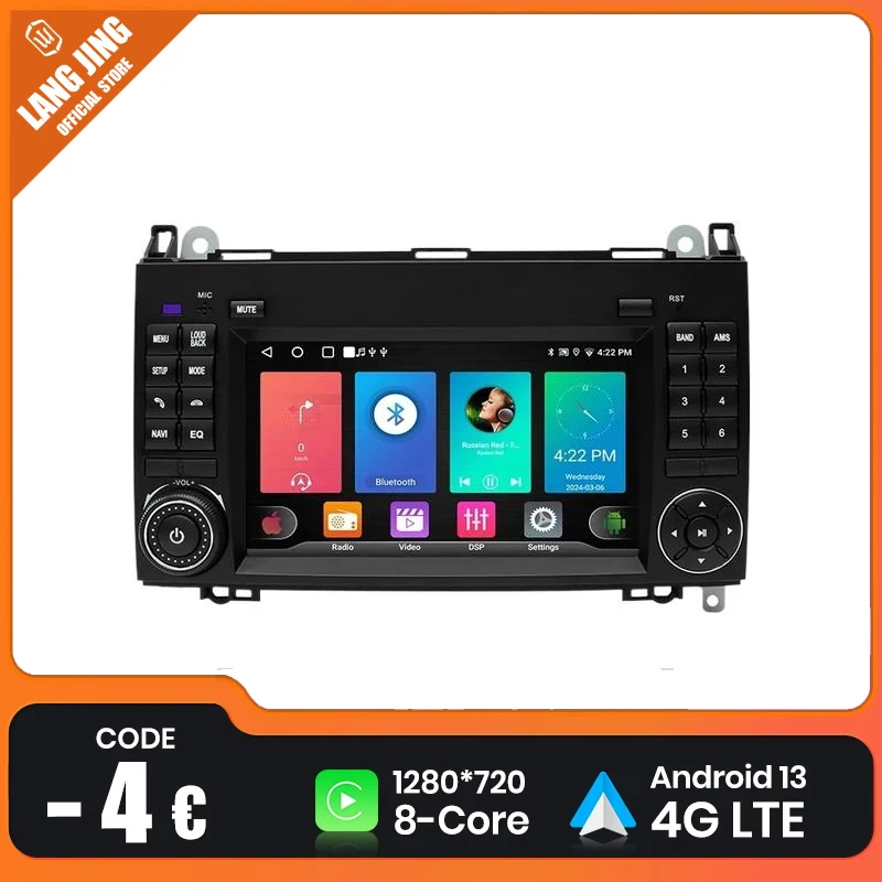 

Wireless Carplay Android 12 Car Radio For Mercedes Benz B200 Sprinter W906 W639 AB Class W169 W245 Viano Vito 8GB 128GB DSP GPS