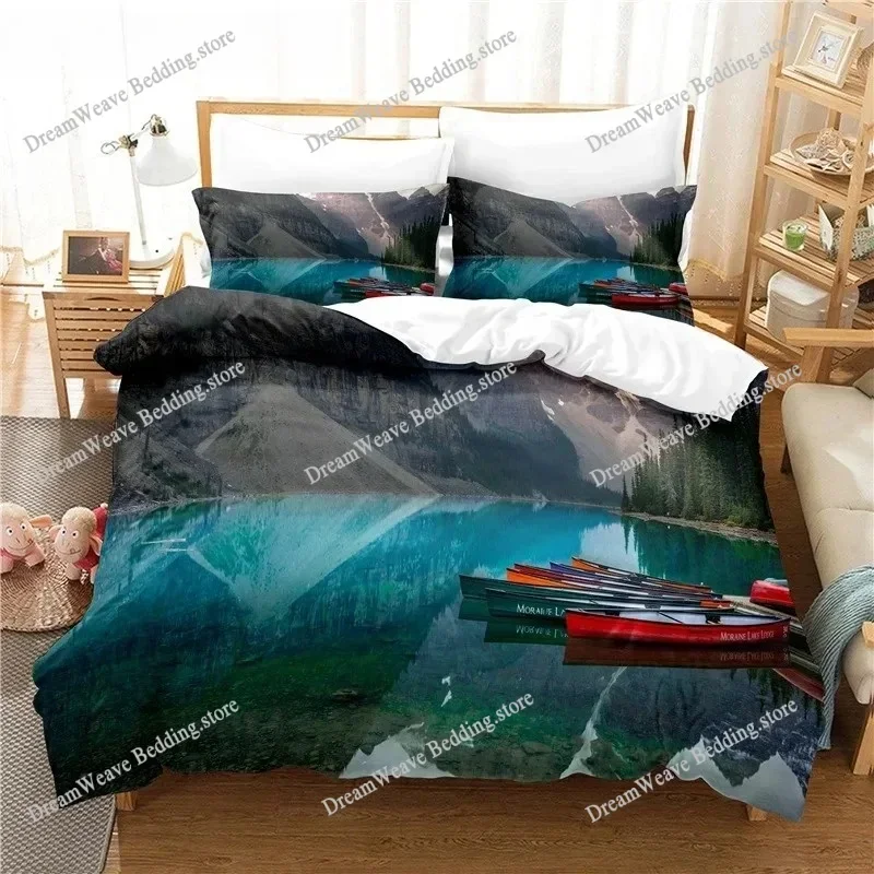 Vintage Sailboat King Queen Duvet Cover Nautical Ocean Bedding Set for Teens Adults Ship Fire Black Polyester Quilt CoverFQH