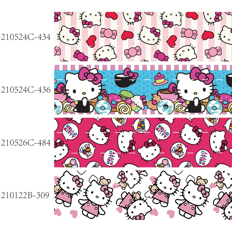 10Yards Sanrio Hello Kitty Grosgrain Ribbon Printed Japanese Cartoon Ribbon for Hairbows Gifts DIY Craft Materials