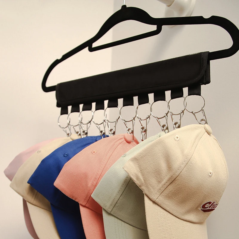 Cap Organizer Hanger 10 Clips Baseball Cap Holder Hat Organizer For Closet Sock Storage Caps Organizer Hat Hanger