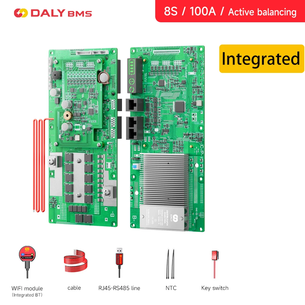 DALY Smart BMS Energie-omvormer BMS Actieve Balancer 8S 24V 16S 48V 100A Li-ion/Lifepo4 Batterij BMS voor Deye Victron Omvormer
