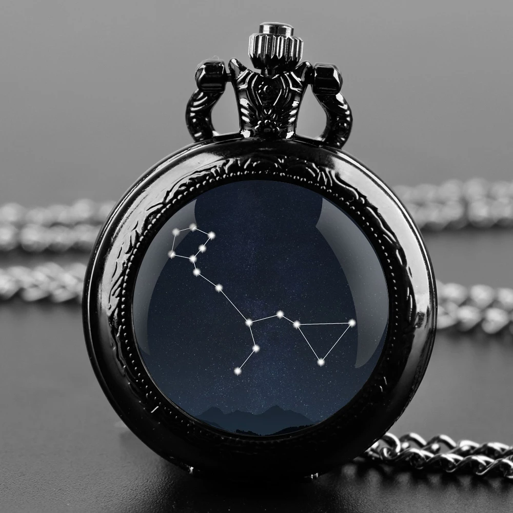 Cetus Constellation Design Unique Gifts Vintage Arabic Numerals Quartz Pocket Watch Necklace Pendant Clock Chain Men Women Gift