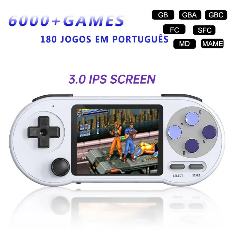 SF2000 لعبة فيديو محمولة مشغل محمول وحدة تحكم ألعاب ريترو مدمجة 8000 ألعاب كلاسيكية 3 بوصة IPS شاشة دعم مخرج AV