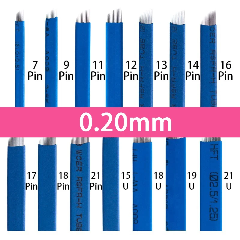 

500PCS Agujas De Microblading Eyebrow Tattoo Disposable Blade Manually Microblade Permanent Makeup Needle 12/14/16/18/21Pins