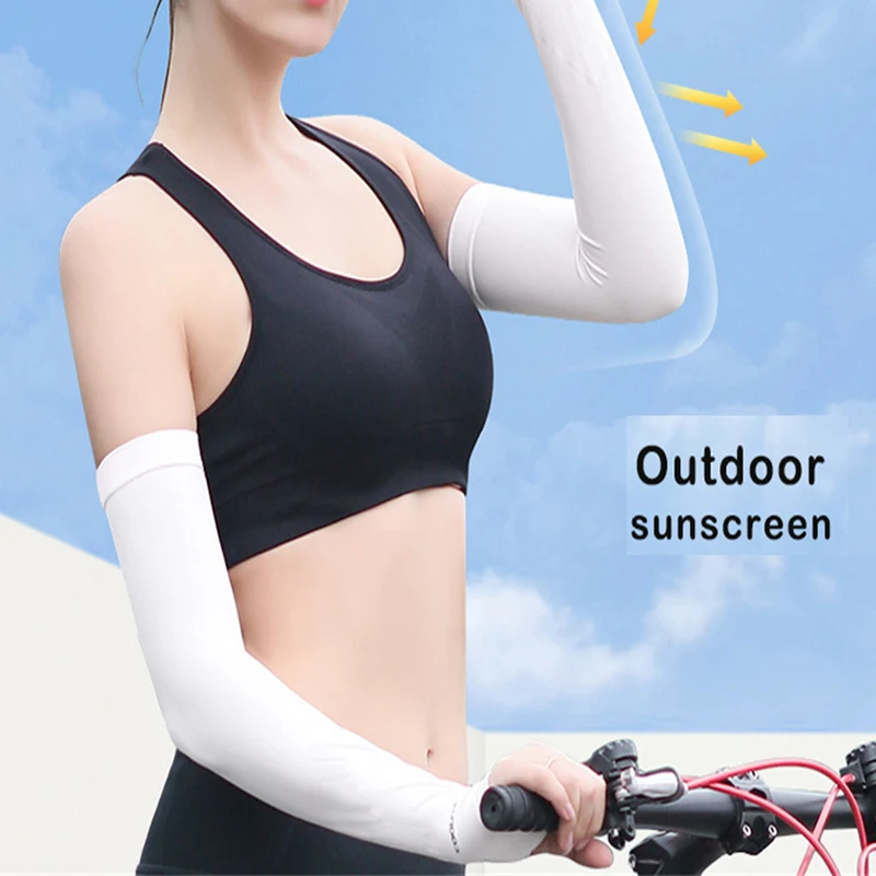 Весна и лето 2024, новые рукава для пальцев, крутая одежда, высокая эластичность, езда на велосипеде на открытом воздухе, без пальцев, рыбалка, индивидуальный рукав из ледяного шелка