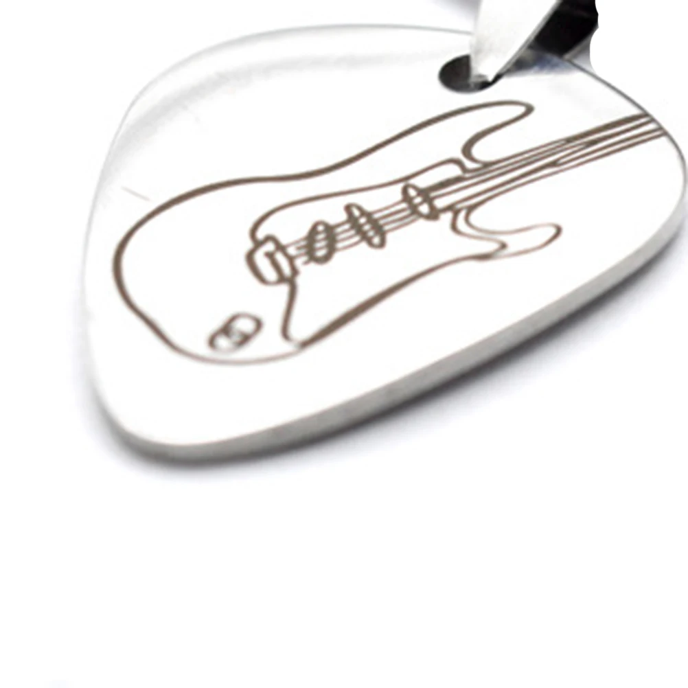 

Guitar Pick Necklace Stainless Steel Pendant Shiny Black Cord Durable Charm For Stringed Instrument Players Gift Idea