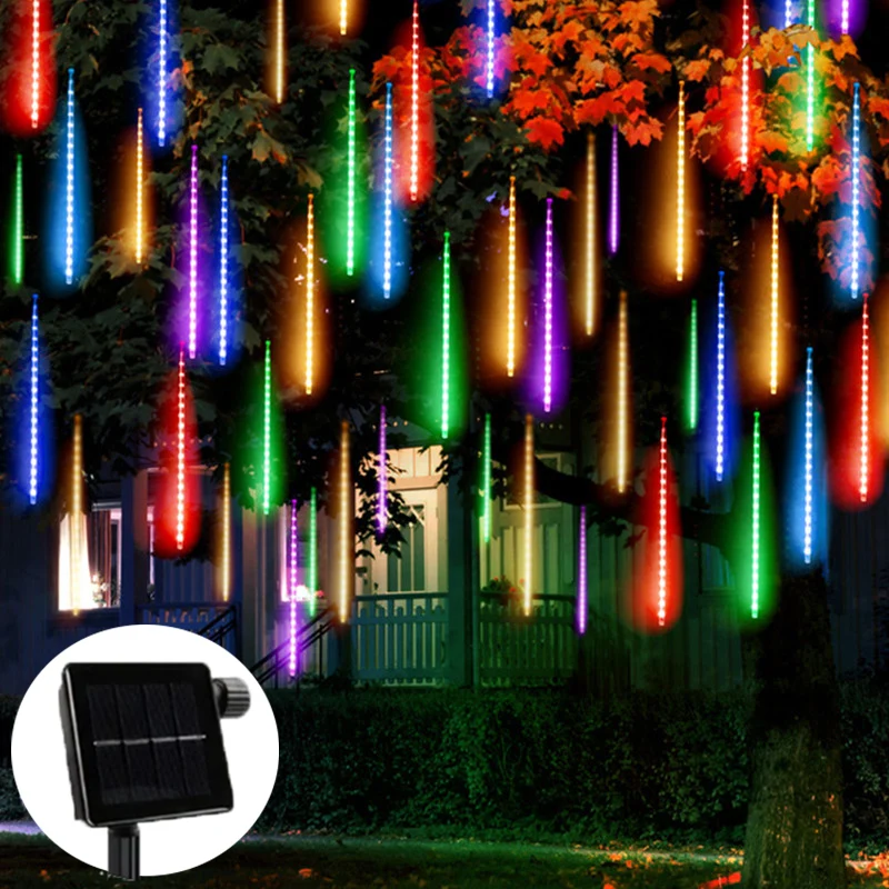 

Солнечные 192LED/288LED метеоритный дождь, 8 трубок, гирлянда, водонепроницаемый декор, Рождество, свадьба, сад, вечеринка, уличный дом, карнавал