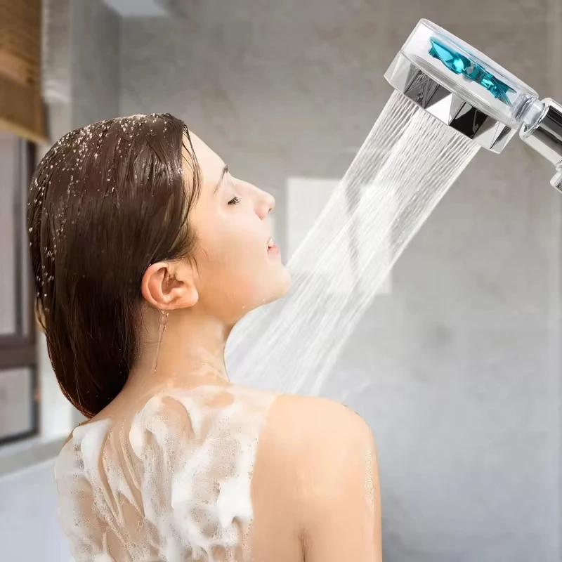 Handheld 360 Degrees Rotation Turbo Fan Shower Head High Pressure Water Saving Spray Shower Filters Bathroom Accessories