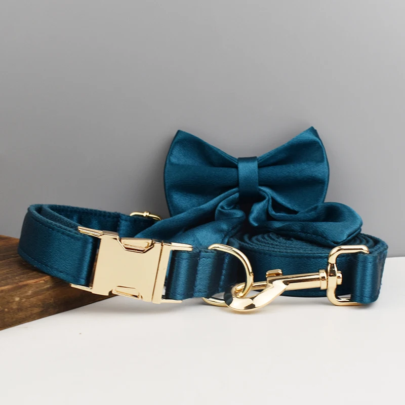 Luxury Personalized Dog Collar  Leash set custom，custom Logo detachable dog bow tie collar designer dog collar and leash set