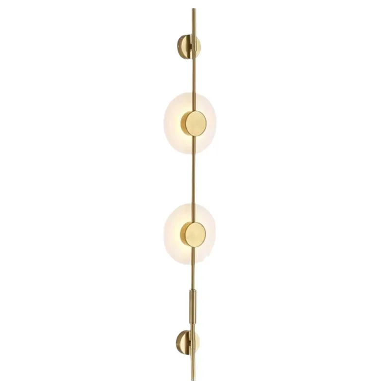 Nordic simple modern long pole marble wall lamp hotel villa sales department living room background wall bedroom bedside wall