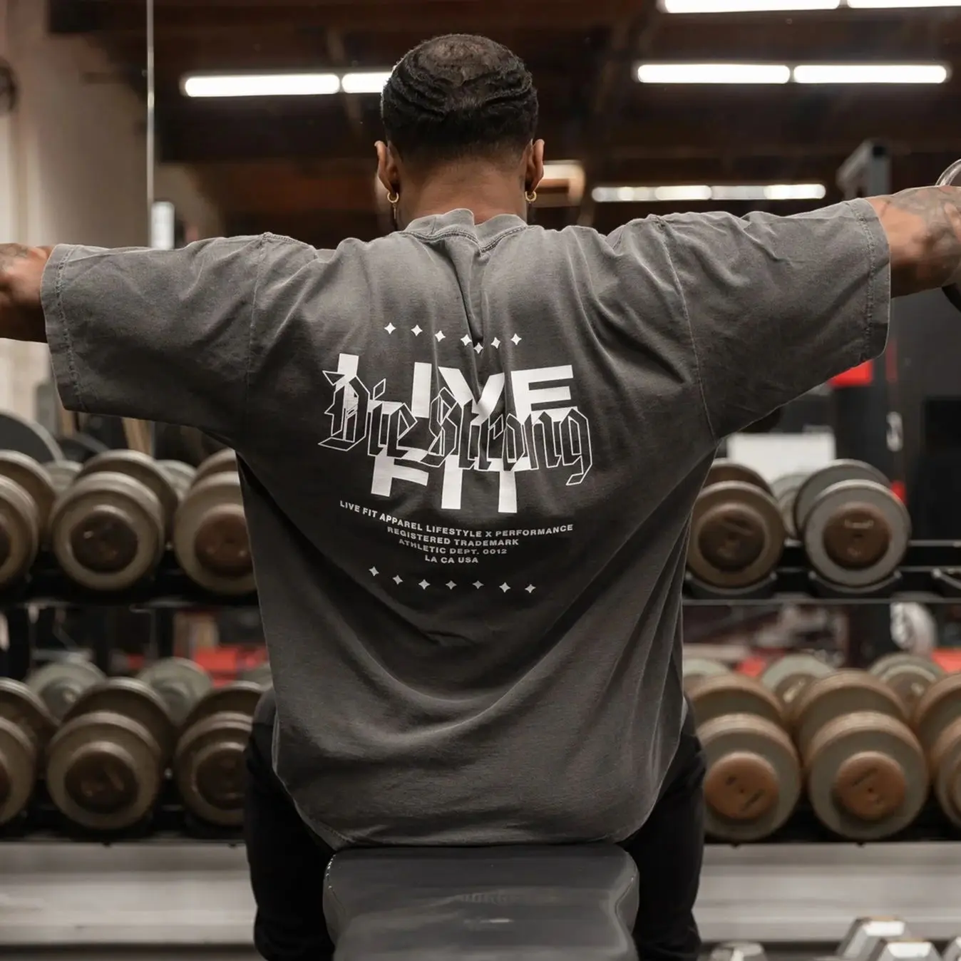 DIE STRONG Oversized Men Tshirts New Fitness T-shirt Loose Summer LIVEFIT Round Neck Casual Couple Top Short Sleeve Men's Shirt