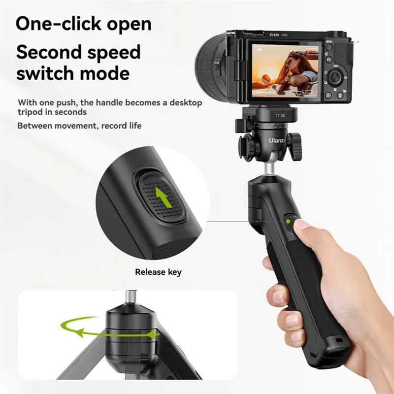 ABKI-Ulanzi TT38 Quick Release Tripod 360° Ball Head Cold Shoe Mount Ideal For Camping, Street Photography Livestreaming