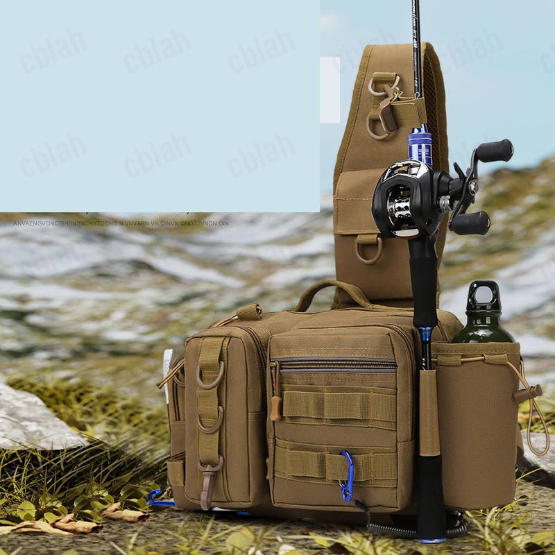 Multi functional leisure road bag, fishing rod equipment, fishing bag, outdoor single shoulder diagonal cross bag