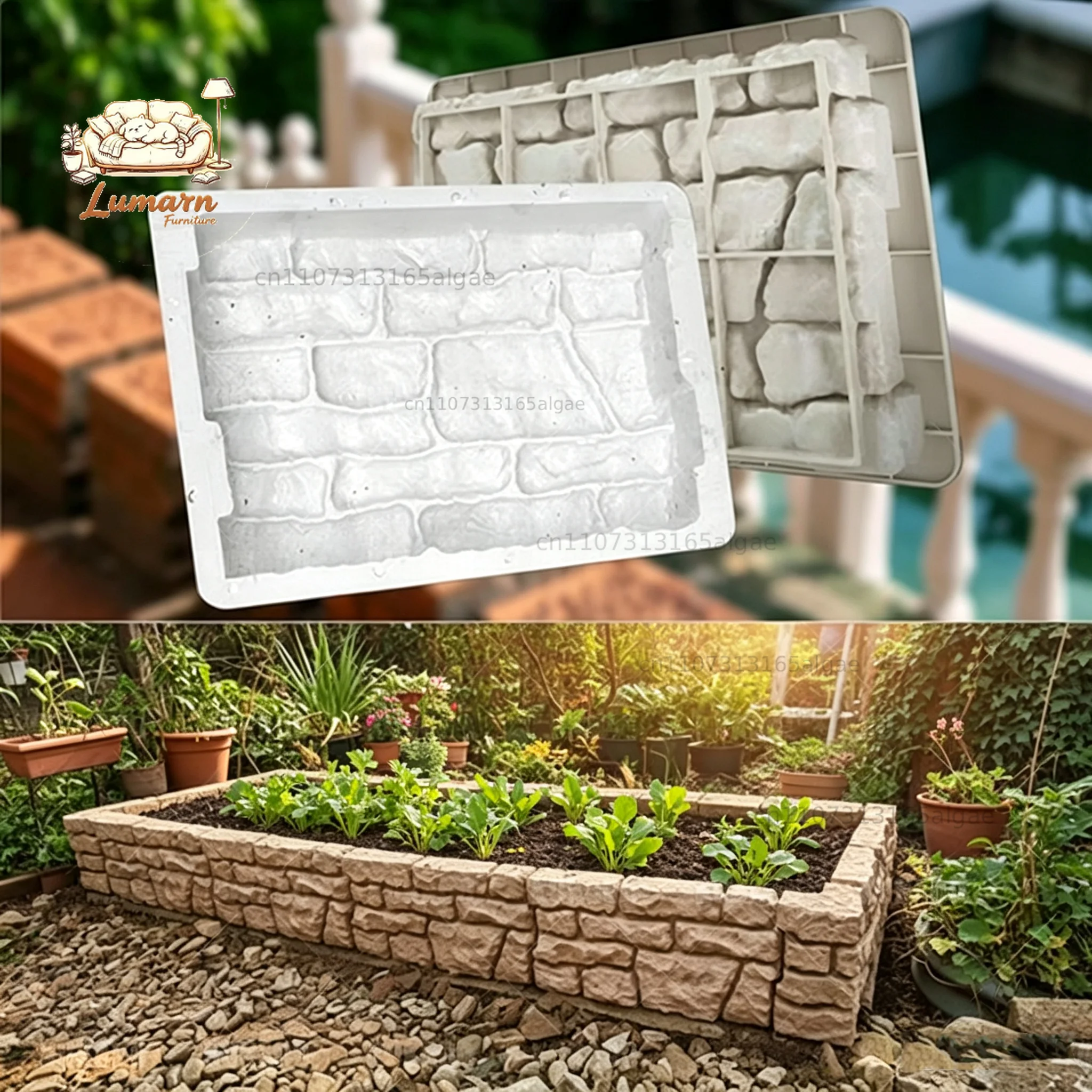 Courtyard Renovation Green Belt Imitation Stone Ancient Brick Prefabricated Concrete Products Flower Bed Fence Brick Cement Mold
