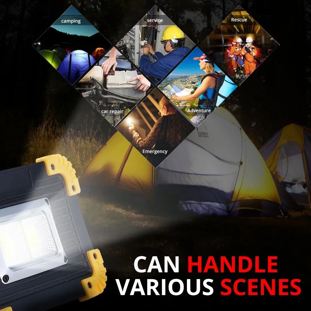Portable 3000LM Ultra Bright LED Work Light - USB Rechargeable Camping Spotlight , IP65 Waterproof for Outdoor/Hiking/Emergency