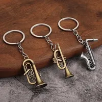 music small gift men and women keyrings Mini retro musical instrument metal keychain pendant