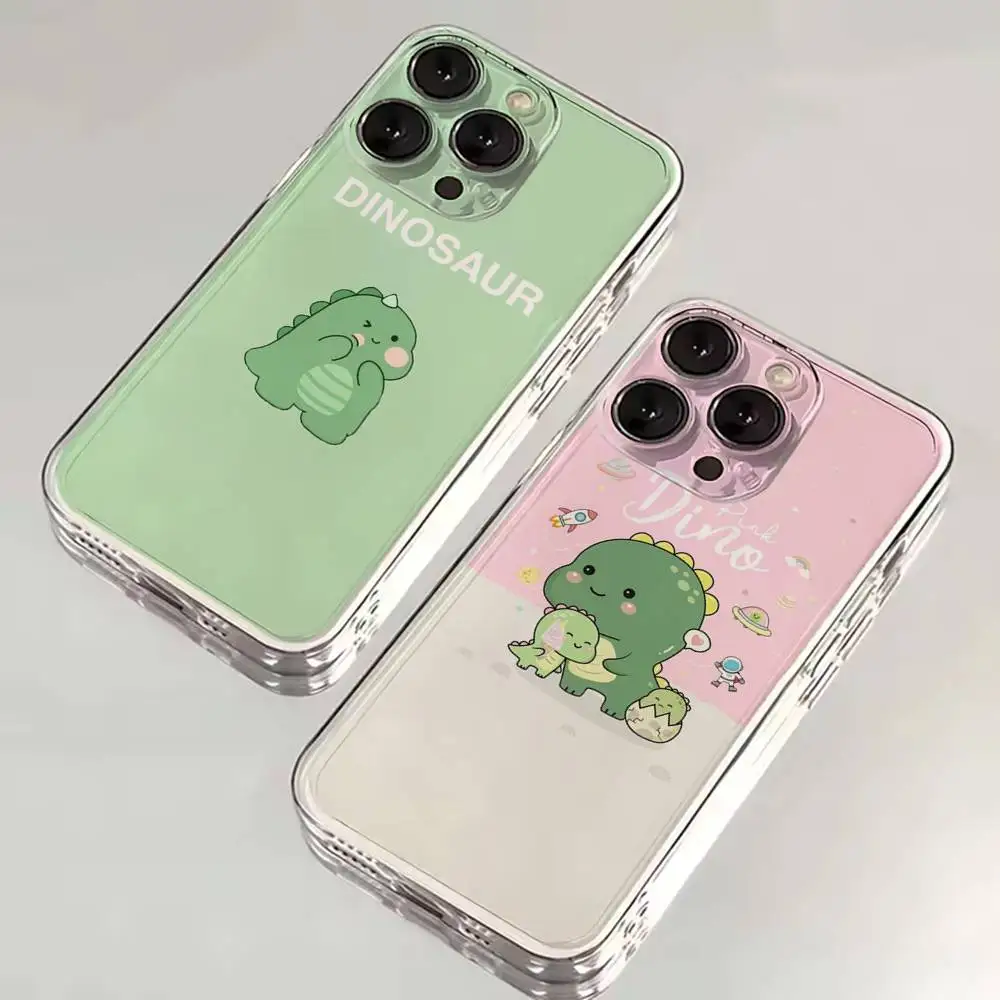 

Cute Cartoon Green Dragon Phone Case For iPhone 16,15,14,13,12,11 Plus,Pro,Max,XR,XS,X,7,8 SE,Mini Transparent Silicone Soft