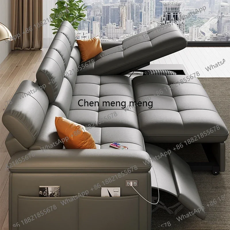Designer Leather Sofa Living Room Ajustable Lounge Foldable Sofa Reclinable Modular Minimalist Woonkamer