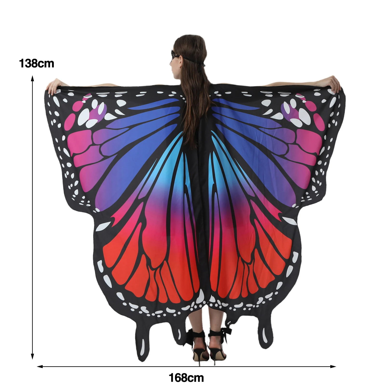 Fashion Butterfly Wing Polyester Beach Towel Cape Scarf Women Christmas Halloween Gift Summer Printed Towel Fashion Lady Clothes