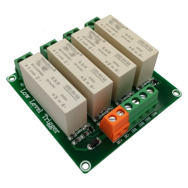 New 4 Channel Low Level Trigger Solid State Relay Module DC Load 5A Switch Control Panel Module 5V