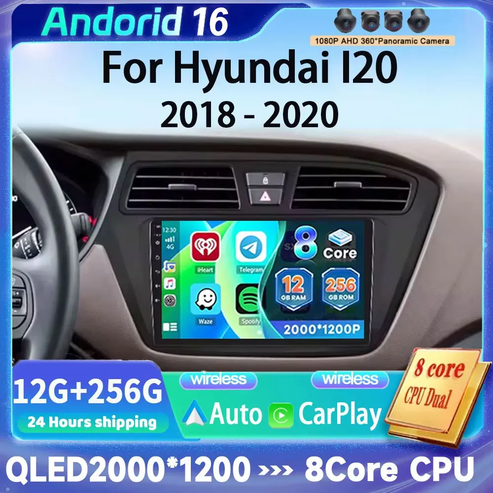 Android 16 for Hyundai I20 2 2018 - 2020 Android Auto Car Radio Multimedia Player 4G CarPlay 2din GPS Stereo Radio WiFi