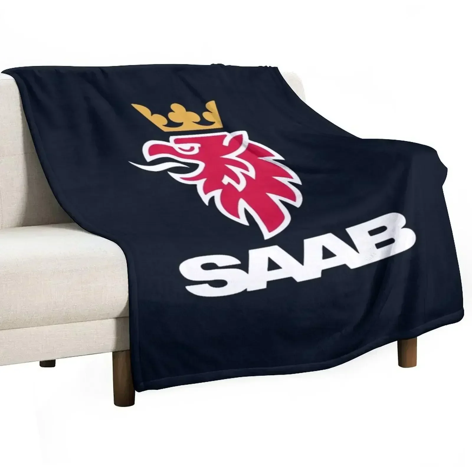 

Saab Logos Throw Blanket Soft Plush Plaid Summer Beddings christmas gifts Thermals For Travel Blankets