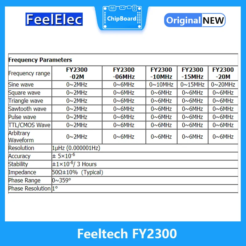 Feeltech FY2300 12M Digital DDS Dual-Channel Function Frequency Meter Multifunctional Higher Stability Signal Generator