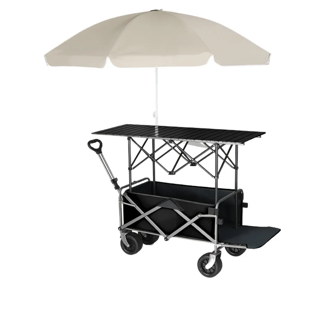 Stall trolley camper parasol lift folding table pull cart outdoor camp picnic cart portable