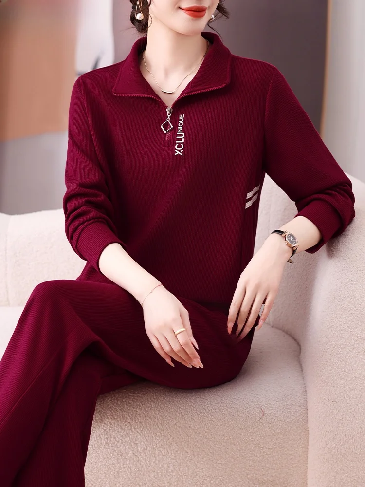 

Spring Sportswear Set for Mom Casual Long Sve Women's Clothing Middle-Aged And ly Large Size Leisure Top Two-Piece Set