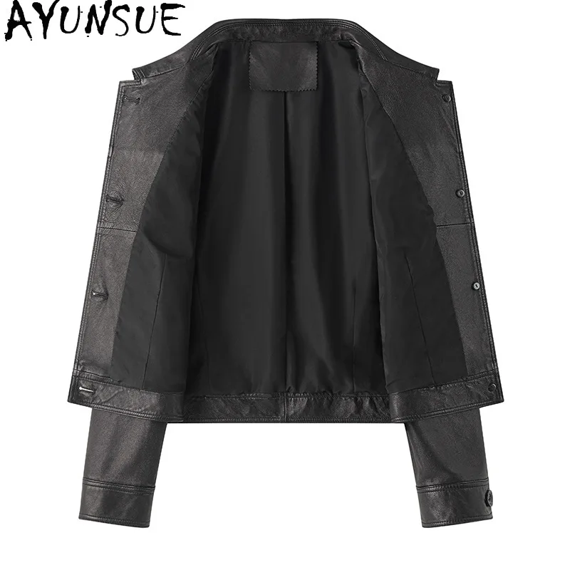 AYUNSUE Real Leather Jacket Women 100% Sheepskin Womens Coats Spring Autumn Clothes Vegetable Tanning Jaqueta Couro Slim Fit