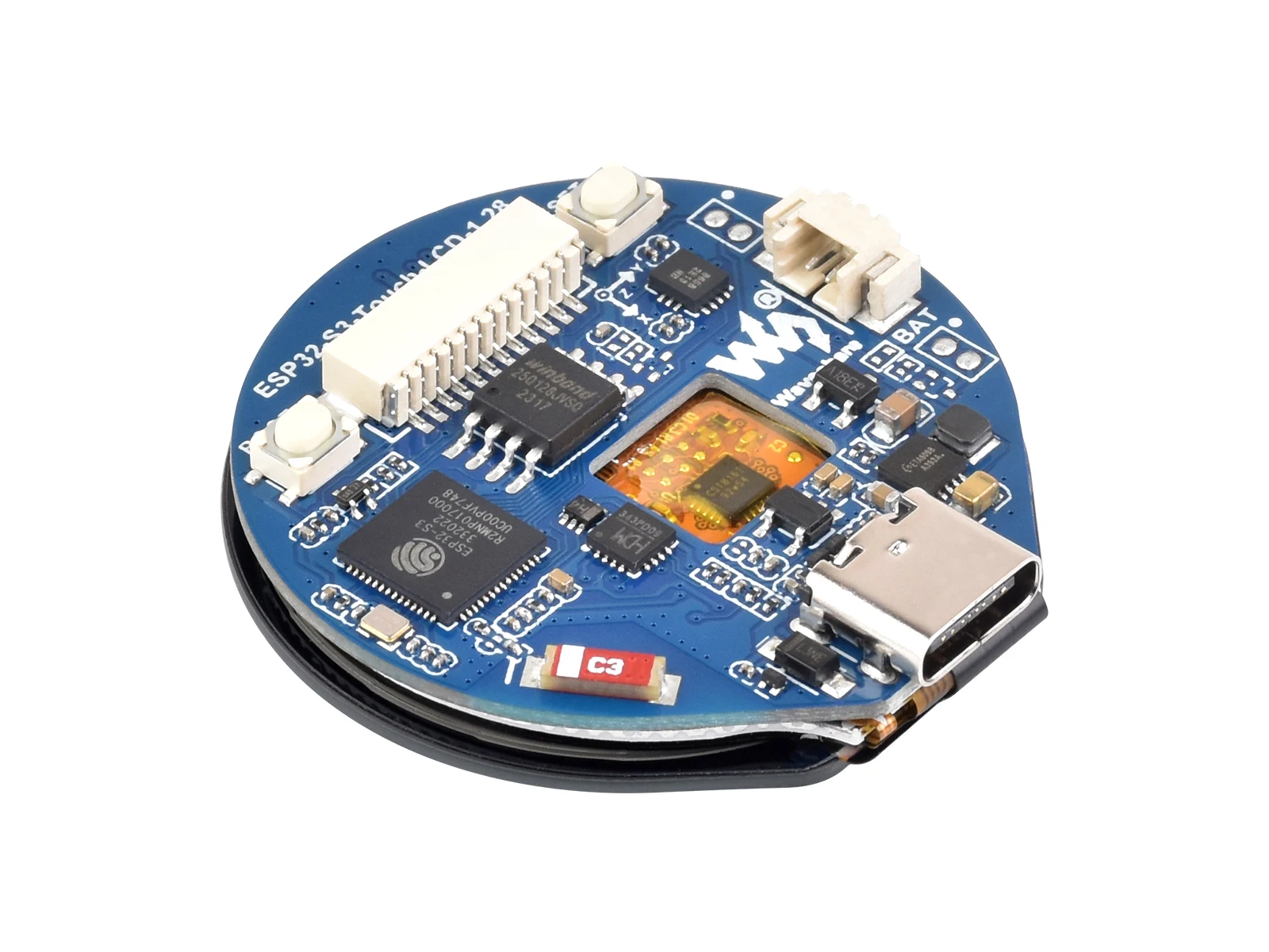 Płytka rozwojowa Waveshare ESP32-S3-Touch-LCD-1.28 z 1,28-calowym okrągłym dotykowym wyświetlaczem LCD, akcelerometrem i żyroskopem dla Arduino