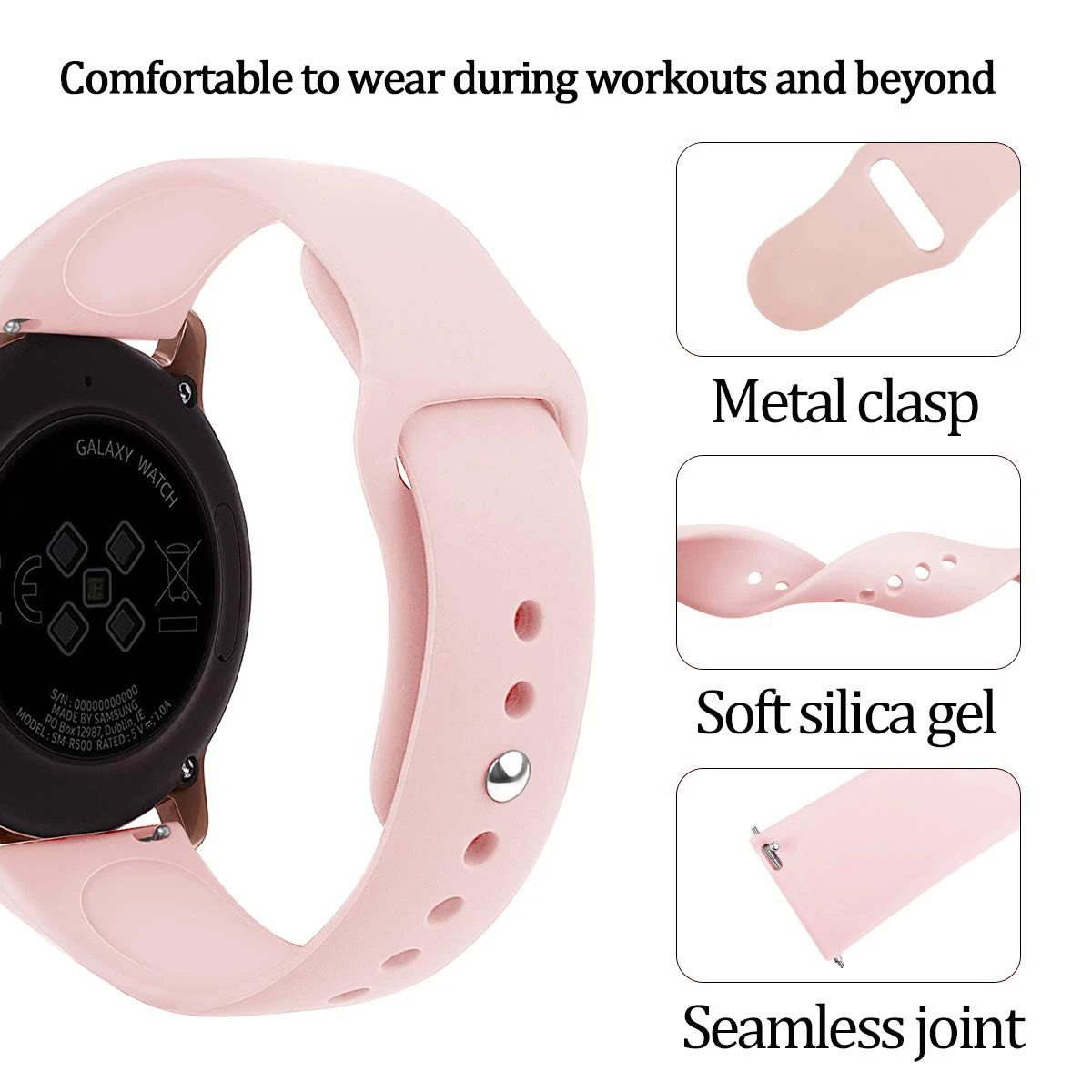 22mm 20mm watch band for samsung galaxy watch 4/3 classic 46mm 42mm/Active 2 44mm 40mm 41mm 45mm Gear s3 Silicone bracelet Strap