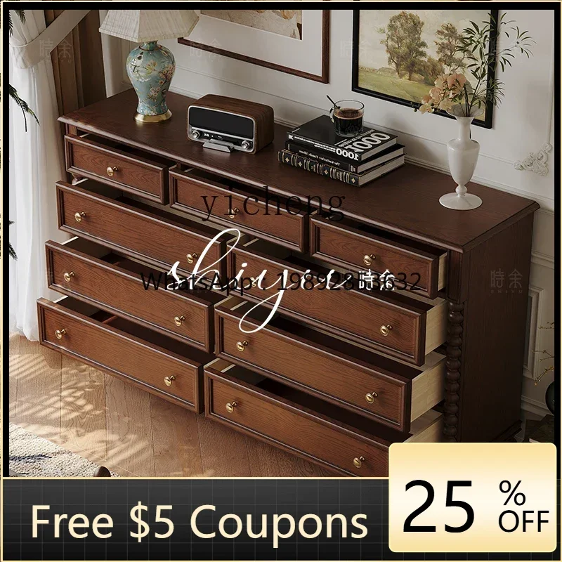 

Locker American Solid Wood Nine Bucket Cabinet Alley Cabinet Middle Antique Bedroom Bedside Drawer Cabinet