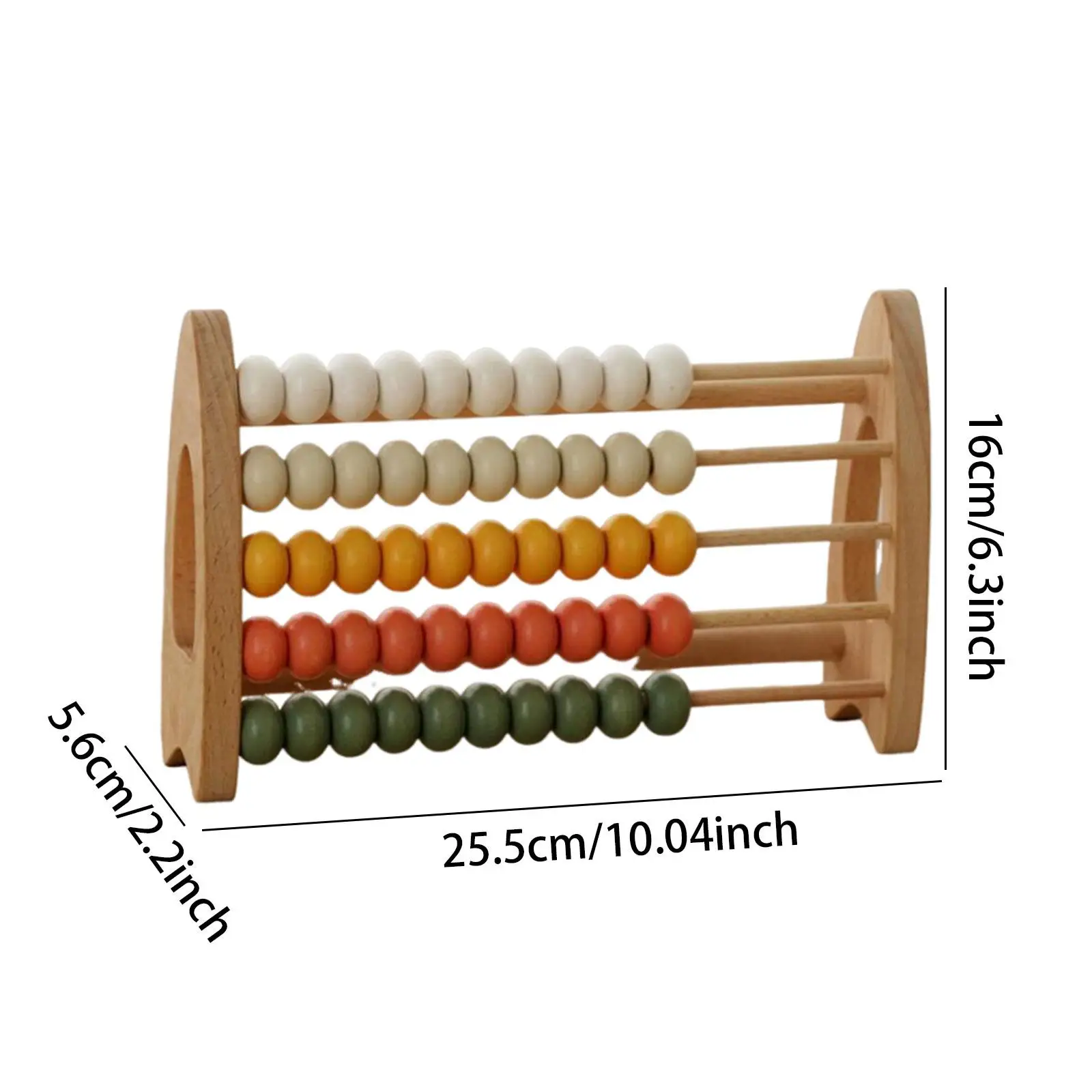 Ábaco de madera para niños, resistente con cuentas coloridas, juguete de conteo de madera de 5 filas, ábaco de conteo, estante aritmético para jugar en casa