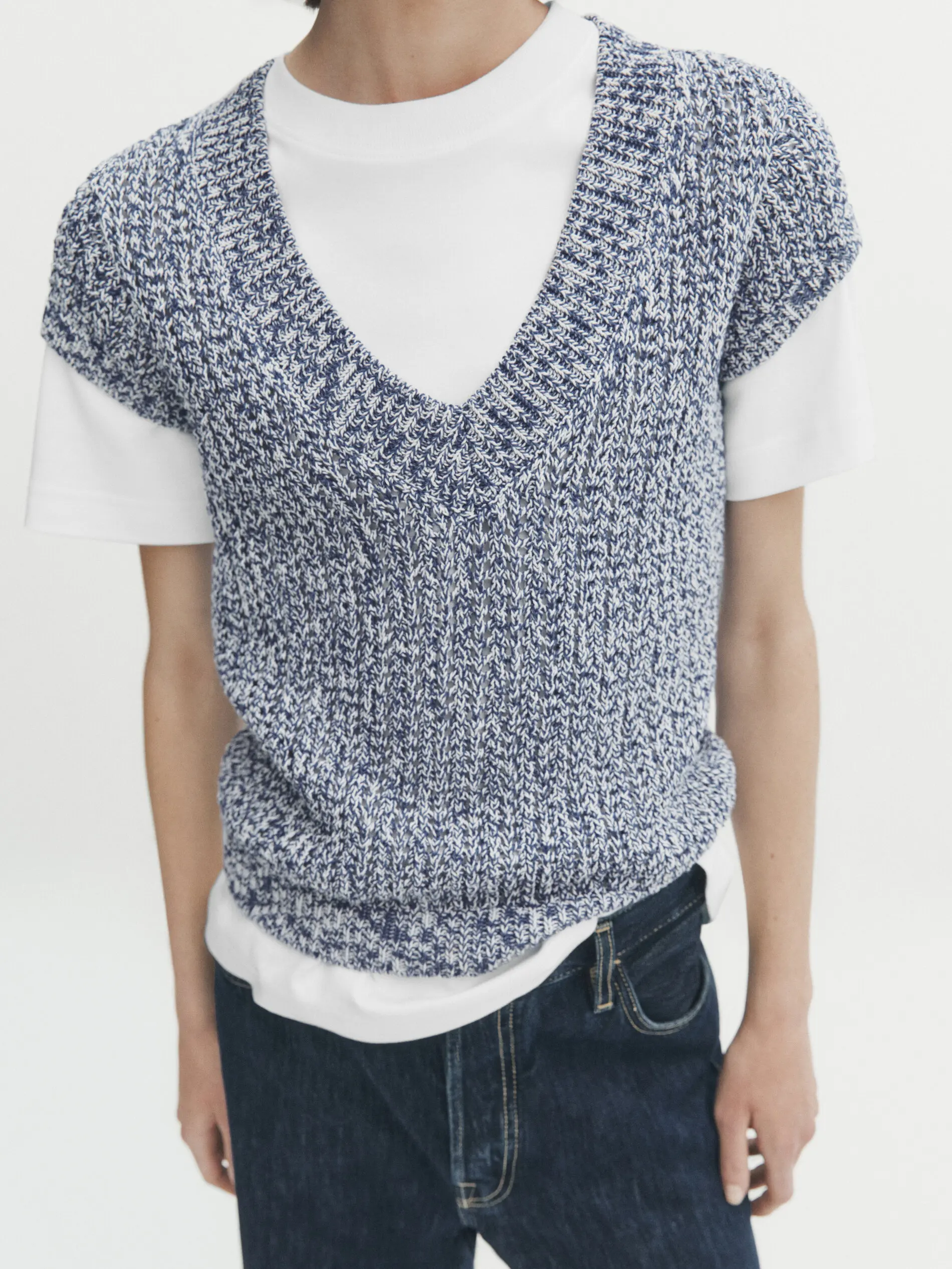 Ethereal MD 2023  autumn new style of Lazy yarn woven V-neck short-sleeved sweater vest