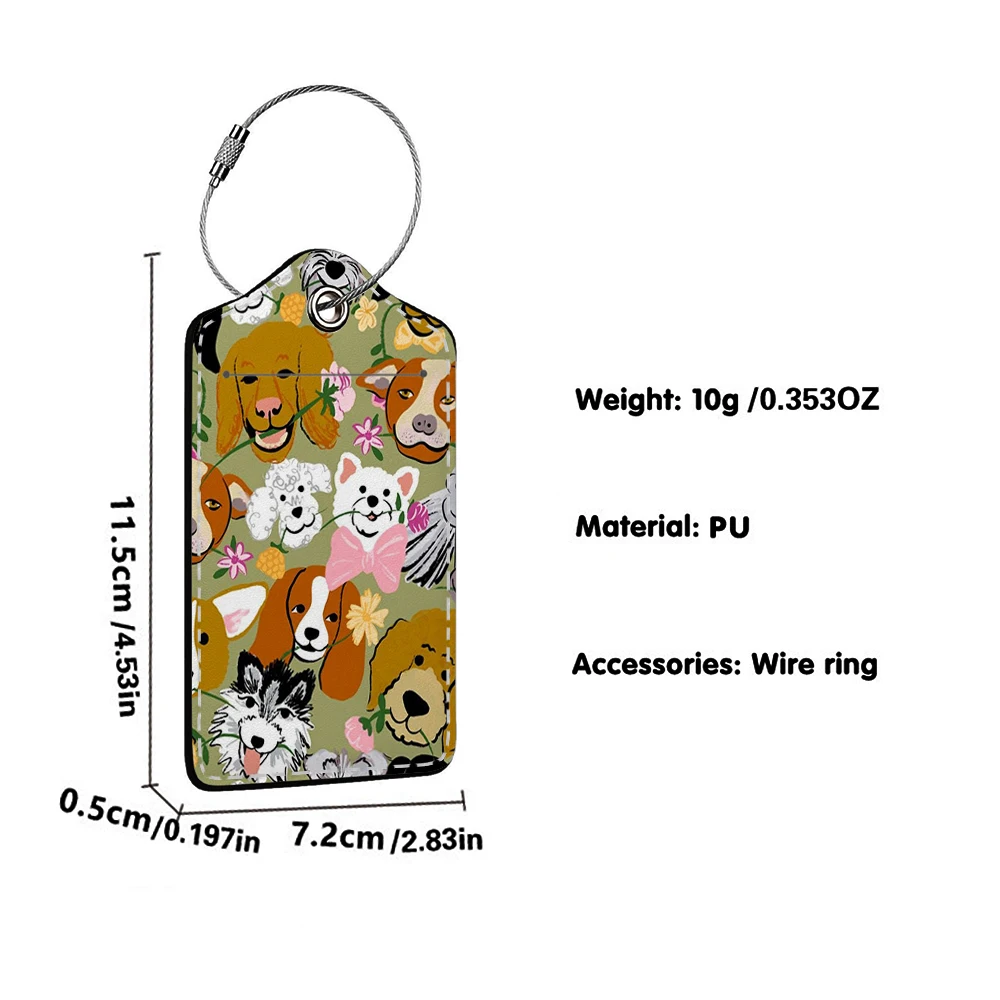 Beautiful cute dog Leather Business Luggage Tag Suitcase Address Label Luggage Boarding Case Label Name ID Address Clip