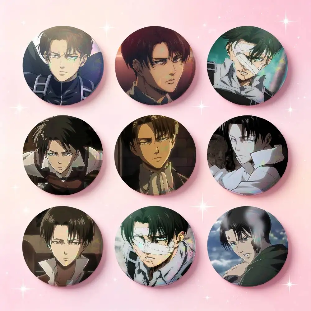 Levi Ackerman Anime Character Badges 25 32 44 58 75 Mm Round Cosplay Pin Bag Decor Fans Collect Friends Gifts Brooch Souvenir