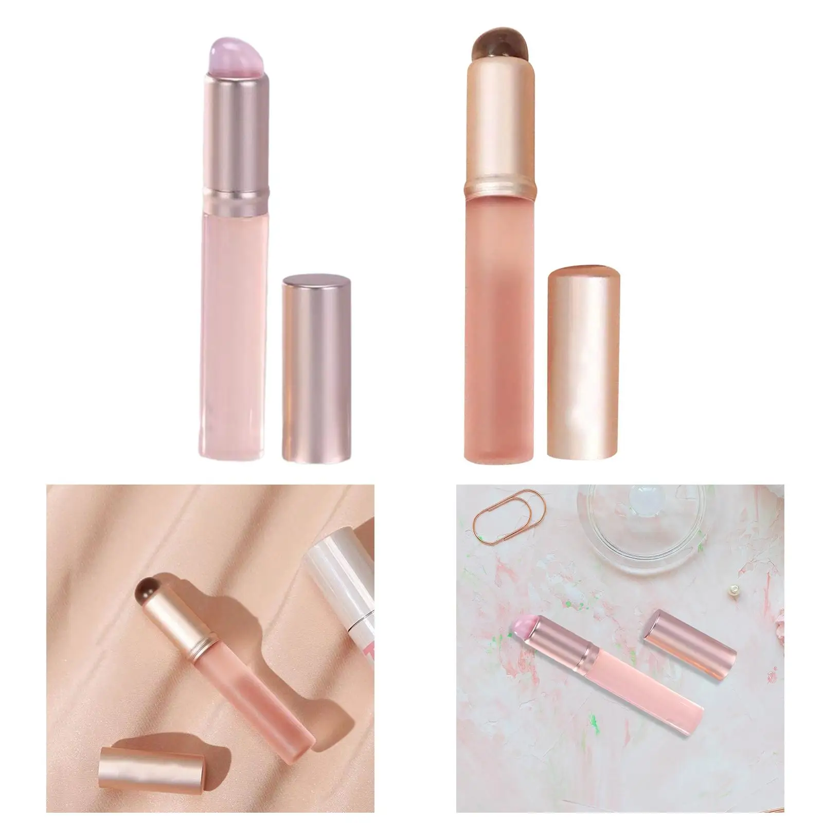 Silicone Lip Brush with Lid Portable with Tube Protector Multifuctional Soft Silicone Concealer Brush for Salon Daily Use Beauty