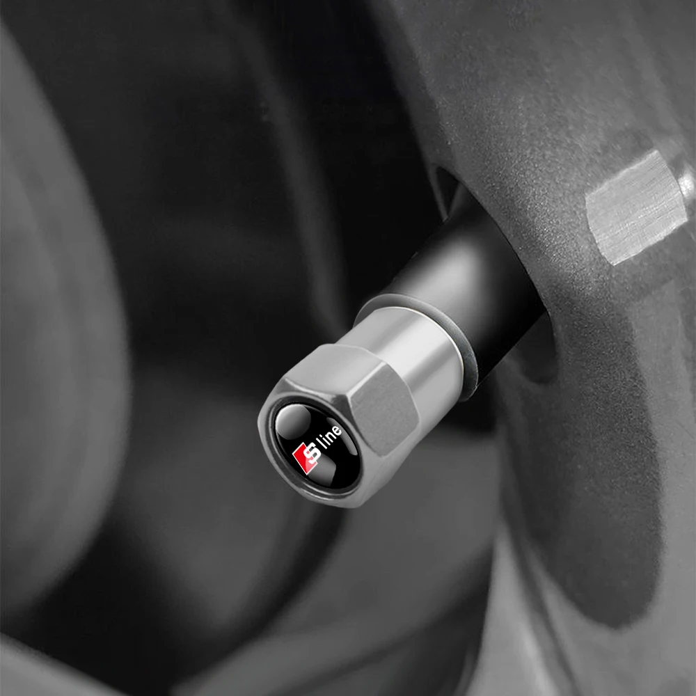 4 Stück Auto-Radventilkappen Reifenventilabdeckungen zum Einschrauben Zubehör für Audi Sline A6 Q7 A7 S3 A8 A3 RS A1 A5 A4 Quattro Q5 Q3 TT – Detail 6