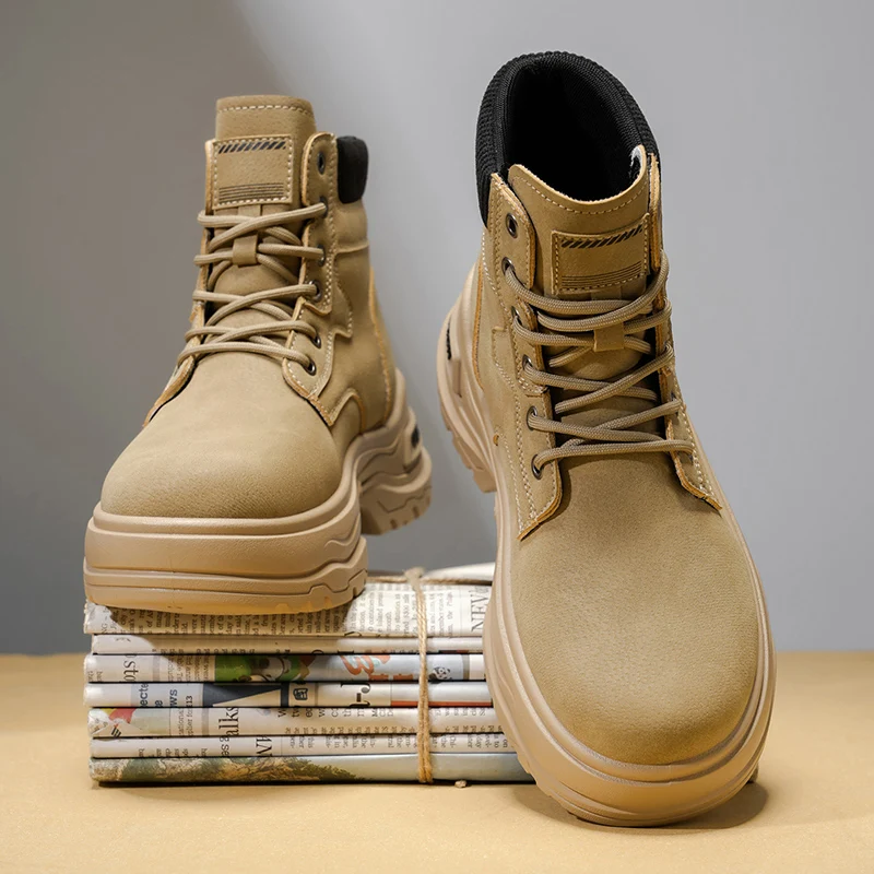 

Men's boots, high-top boots, men's leather shoes, winter fashion shoes, outdoor sports shoes, lace-up anti-slip ankle boots, men