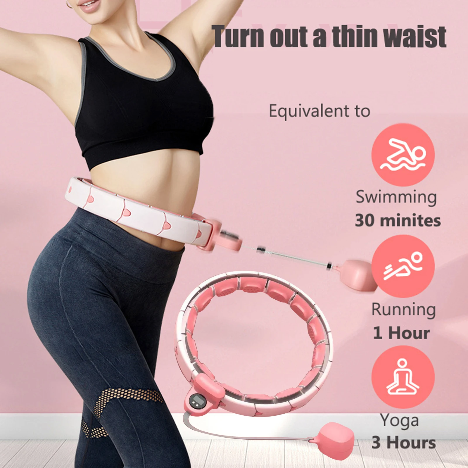 Smart Fitness Ring For Adults Exercising 2 In 1 Abdomen Fitness Lose Weight Auto-Spin Ball Thin Waist Intelligent Hula Ring