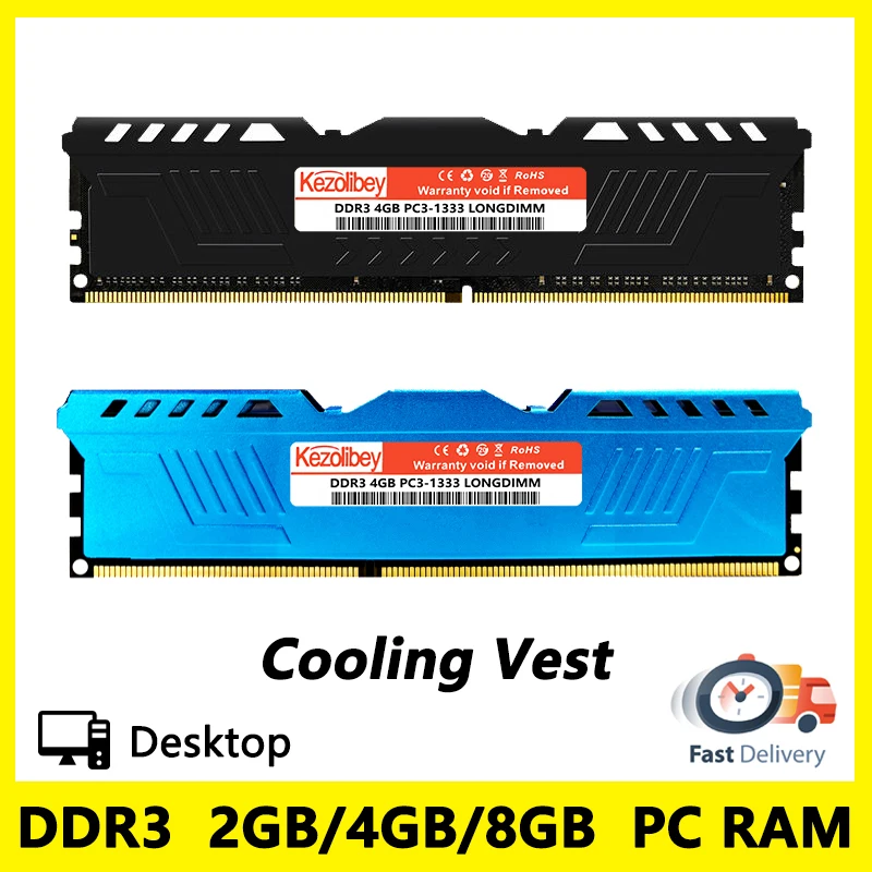 DDR3 2GB/4GB/8GB Desktop Memory Ram 1066 1333 1600Mhz PC3 8500 10600 12800 240Pin 1.5V Cooling Vest DIMM Non-Ecc Memoria Ram