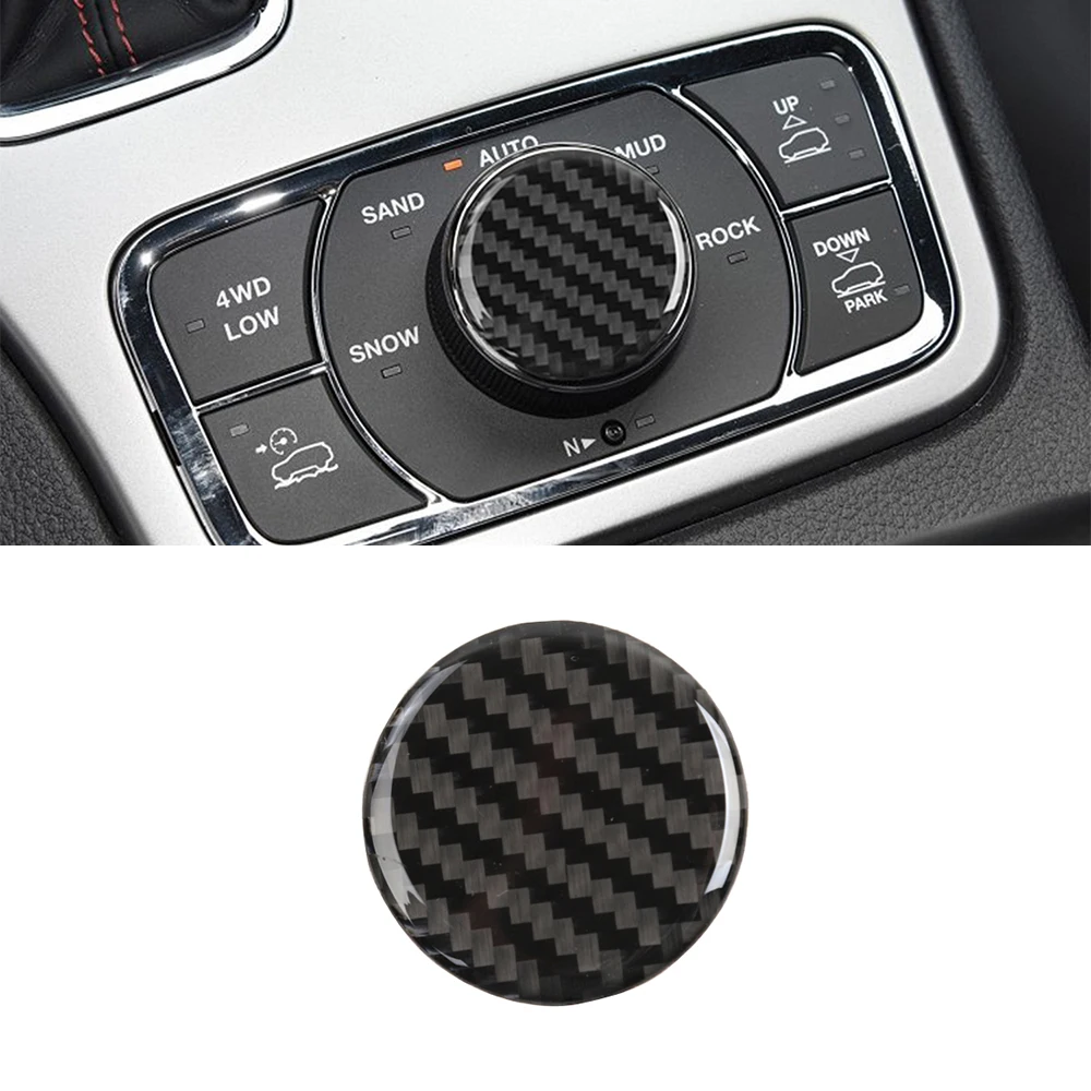 for Jeep Grand Cherokee 2011-2022 4WD Switch Knob Button Decoraion Cover Trim Sticker Car Interior Accessories Soft Carbon Fiber