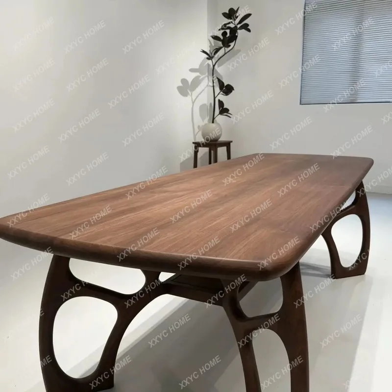 XX  new Chinese style  black walnut tea table solid wood rectangular dining table household special-shaped