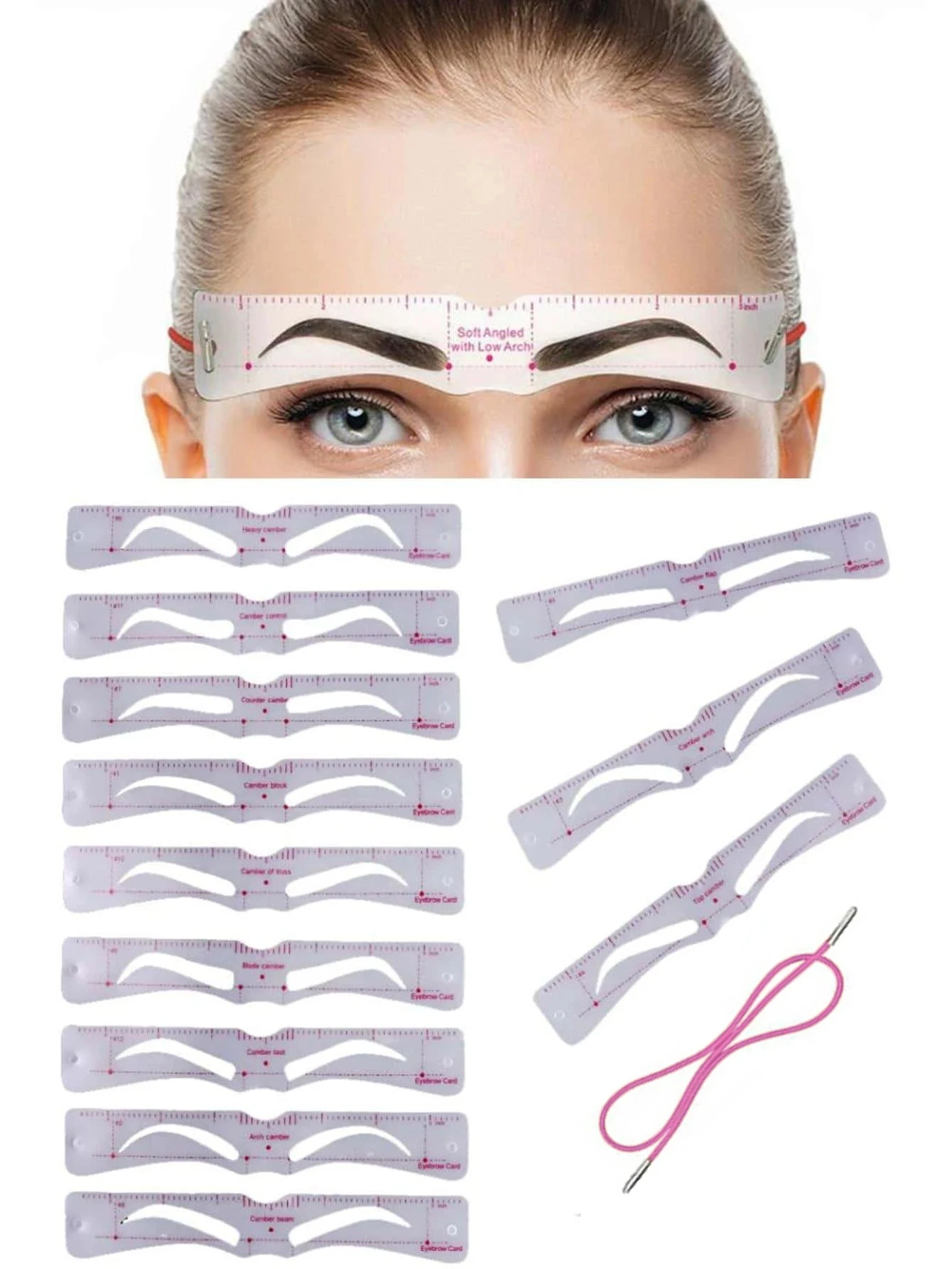 Juego de 12 Plantillas para Cejas de PVC Suave, Tarjetas de Plantillas para Dibujar Cejas con Pegatinas para Cejas, para un Diseño de Cejas Perfecto