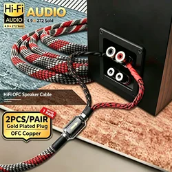 1 paio di cavi per altoparlanti HiFi Audio in rame (OFC) senza ossigeno hi-fi amplificatore di fascia alta cavi per altoparlanti spina a forcella a Banana linea metallica